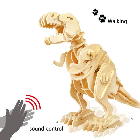 WAGO® Sound Controlled Walking T-Rex - 3D Wooden Puzzle 8+